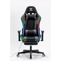Silla Gamer Luz RGB Soporte Lumbar Reclinable Reposapiés