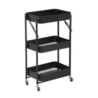 Estante Organizador Plegable Cocina Baño 3 Niveles - Negro