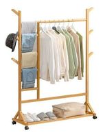 Perchero 100 Cm De Bamboo Con Ruedas Organizador