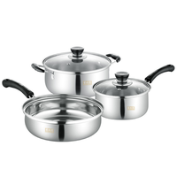 Juego De Ollas Y Sartén Batería 5 Pcs Cocina Inoxidable