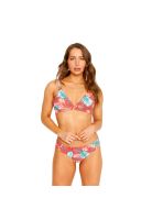 Traje de Baño Bikini Top Banda Doble para Mujer Rojo