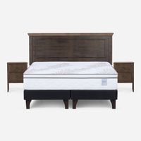 Cama Europea Neo Plus 2 Plazas + Respaldo + Veladores Anna