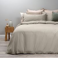 Funda Plumón Lino-Algodón Pure Liso Verde Oliva Super King