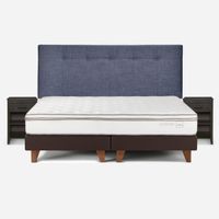 Cama Classique+ King + Respaldo y Veladores Maurice Denim