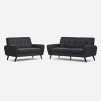 Set Sofá Rosen Adele 3 y 2 Cuerpos Tela Grafito