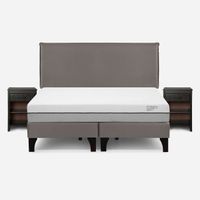 Cama Pratta 2 Plazas Pata Madera BD + Muebles Maurice Gris