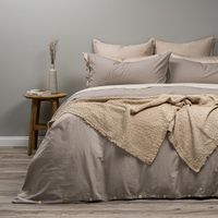 Funda Plumón Rosen Lino-Algodón Pure Liso King Topo