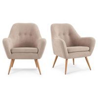 Kit 2 Poltronas Rosen Bartolo Pata Metálica Tela Taupe Claro