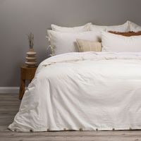 Funda Plumón Rosen Lino-Algodón Pure Liso 2 Plazas Blanco