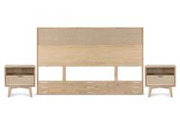 Set Respaldo King + Veladores Halsey Rosen Madera-Rattán