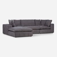 Sofá Seccional Rosen Dornie Tela 4 Piezas Gris