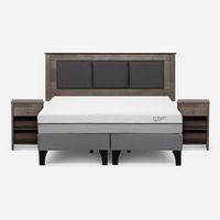 Cama Europea Pratta 2 Plazas BD P. Madera+Respaldo+Veladores