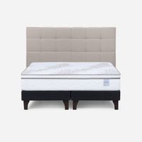Cama Europea Neo Plus King 180x200 cm + Respaldo Issey Beige