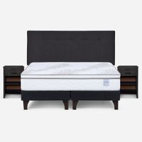 Cama Europea Neo Plus King+Respaldo N Bennet Grafito+Velador