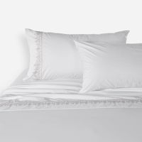 Sábana Rosen 220 Hilos Bordada Floral Blanca Súper King