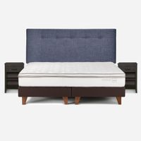 Cama Europea Classique+ 2 Plazas +Respaldo y Veladores Denim