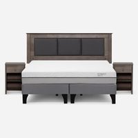 Cama Europea Pratta King BD Pata Madera+ Respaldo+Veladores