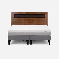 Cama Europea Pratta King Pata Madera BD + Respaldo Ferrara