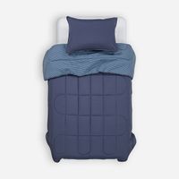 Plumón Bicolor Lines Reversible 1,5 Plazas Denim