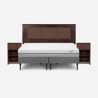 Cama Europea Pratta King Pata Acero + Respaldo y Velador