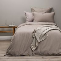 Funda Plumón Rosen Lino-Algodón Pure Liso Topo 1,5 Plazas