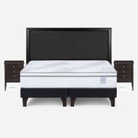 Cama Europea Neo Plus King + Respaldo+Veladores Issey
