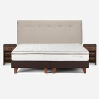 Cama Classique+ King + Respaldo y Veladores Maurice Natural