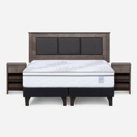 Cama Europea Neo Plus 2 Plazas + Respaldo + Velador Ferrara