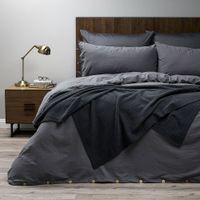 Funda Plumón Lino-Algodón Pure Liso Grafito 2 Plazas