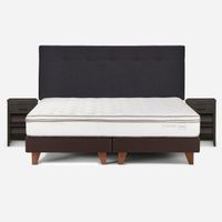 Cama Classique+ King + Respaldo y Veladores Maurice Grafito