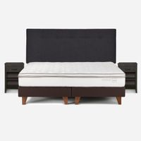 Cama Europea Classique+ 2 Plazas+Respaldo +Veladores Grafito