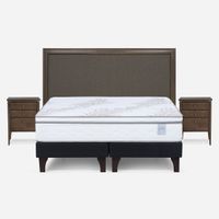 Cama Europea Neo Plus 2 Pl BD +Respaldo Nolita Café+Velador