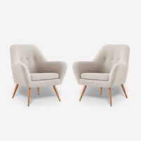 Kit 2 Poltronas Rosen Bartolo Pata Metálica Tela Marfil