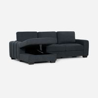 Sofá Seccional Boston Con Almacenaje Izquierdo Tela Grafito