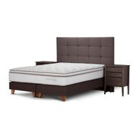 Cama Euro. Rosen Classique+ 2 Plazas Con Muebles Issey Visón