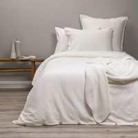 Funda Plumón Rosen Lino-Algodón Pure Liso Blanco 1,5 Plazas