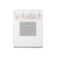 Sábana Rosen 220 Hilos Bordada Floral Blanca 1 Plaza