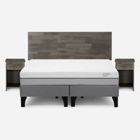 Cama Pratta 2 Plazas Pata Madera BD + Muebles Tabor Grafito