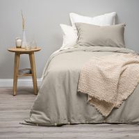 Funda Plumón Lino-Algodón Pure Liso Verde Oliva 1,5 Plazas