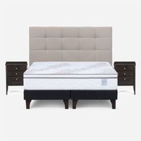 Cama Europea Neo Plus 2 Plazas + Muebles Issey Beige