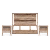 Set Respaldo King + Veladores Madera Rosen Licabeto