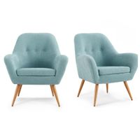 Kit 2 Poltronas Rosen Bartolo Pata Metálica Tela Denim