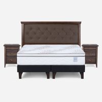 Cama Europea Neo Plus 2 Plazas + Respaldo+Veladores Brera