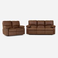Set Sofás Reclinable 2 y 3 Cuerpos Archie Tela Café