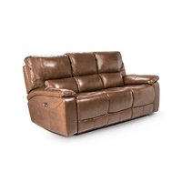 Sofá Reclinable Poch Cuero 3 Cuerpos Marrón