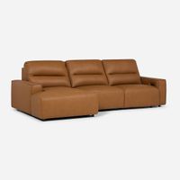 Sofá Seccional Reclinable Rosen Izquierdo Limber Cuero Camel