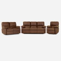 Set Sofás Reclinable 2 y 3 Cuerpos +Bergere Archie Tela Café