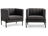 Set 2 Poltronas Rosen Drolet Tela Grafito