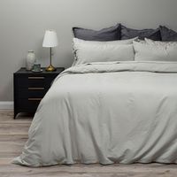 Funda Plumón Lino-Algodón Pure Liso Verde Salvia 2 Plazas