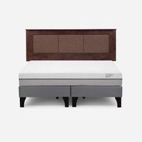 Cama Europea Pratta King Pata Madera BD + Respaldo Rachel
